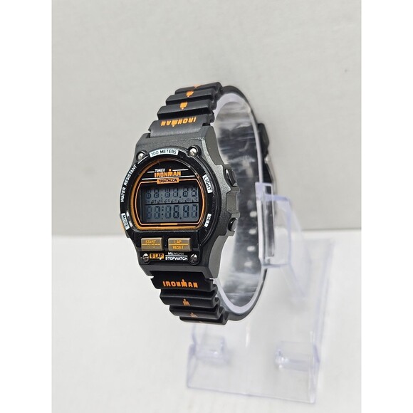 1992 Timex Ironman Triathlon Womens 8 Lap 100M Digital Watch Black New Battery - Picture 2 of 11